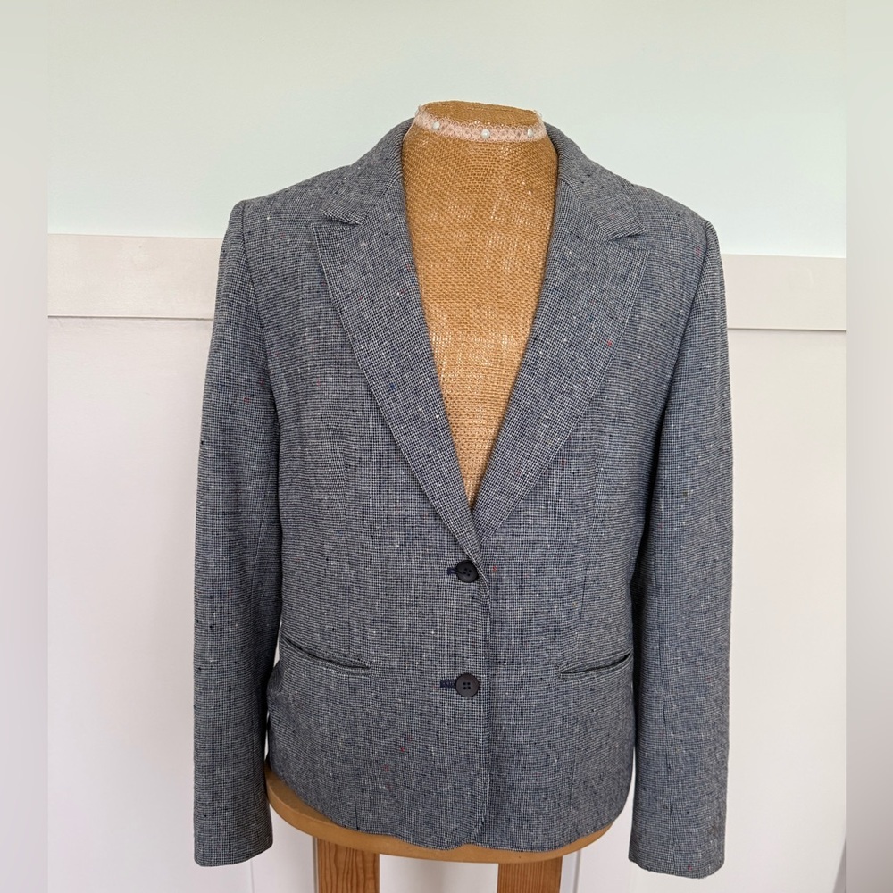 Pendleton vintage 100% virgin wool Women’s SM grid print multicolor dots blazer